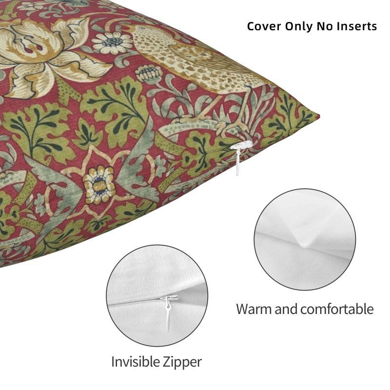 Custom William Morris Strawberry Thief Red Cushion Cover 40x40cm Floral Textile Pattern Soft Cute Pillow Home Decor