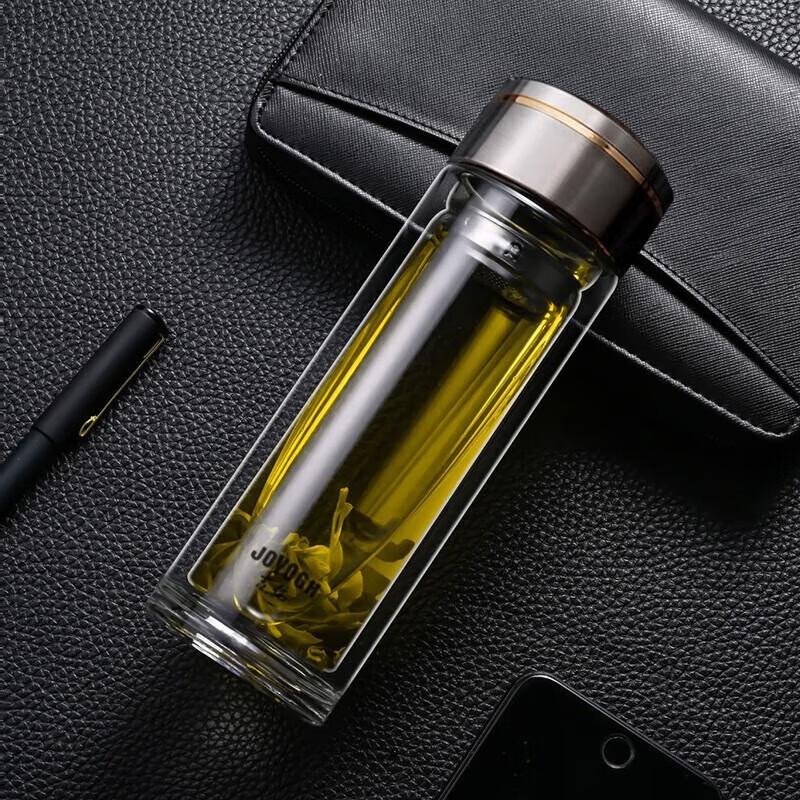JOYOGH Double Wall Borosilicate Glass Tea Cup with Infuser