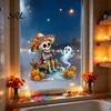 Waterproof Holiday Decorations Halloween Window Stickers, Cartoon Ghost Black Cat Pumpkin Static Glass Decorative Film for Parties Decals Shop