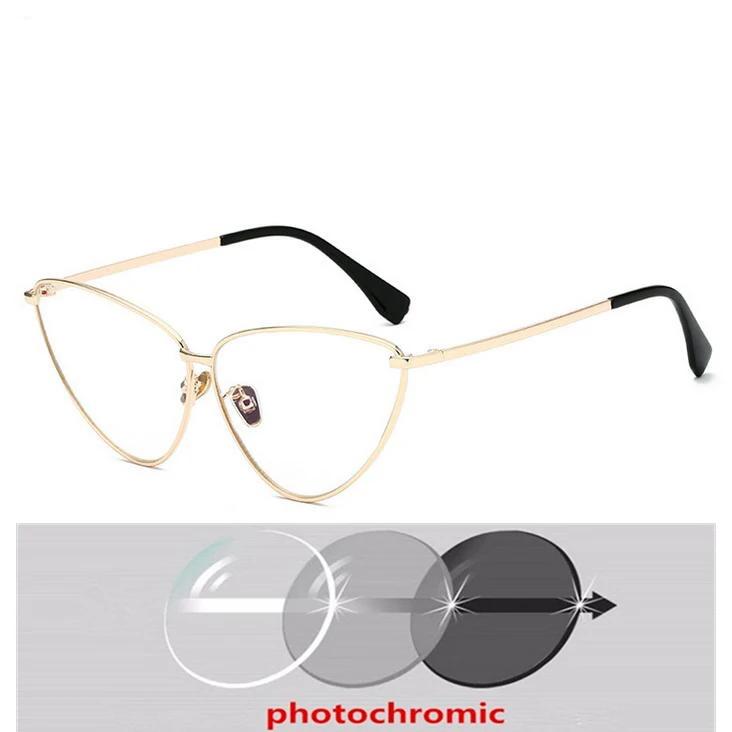 0 -0.5 -0.75 To -4.0 Vintage Myopia Lens Cat Eye Prescription Sunglasses Women Polarized Metal Steampunk Diopter Glasses Female