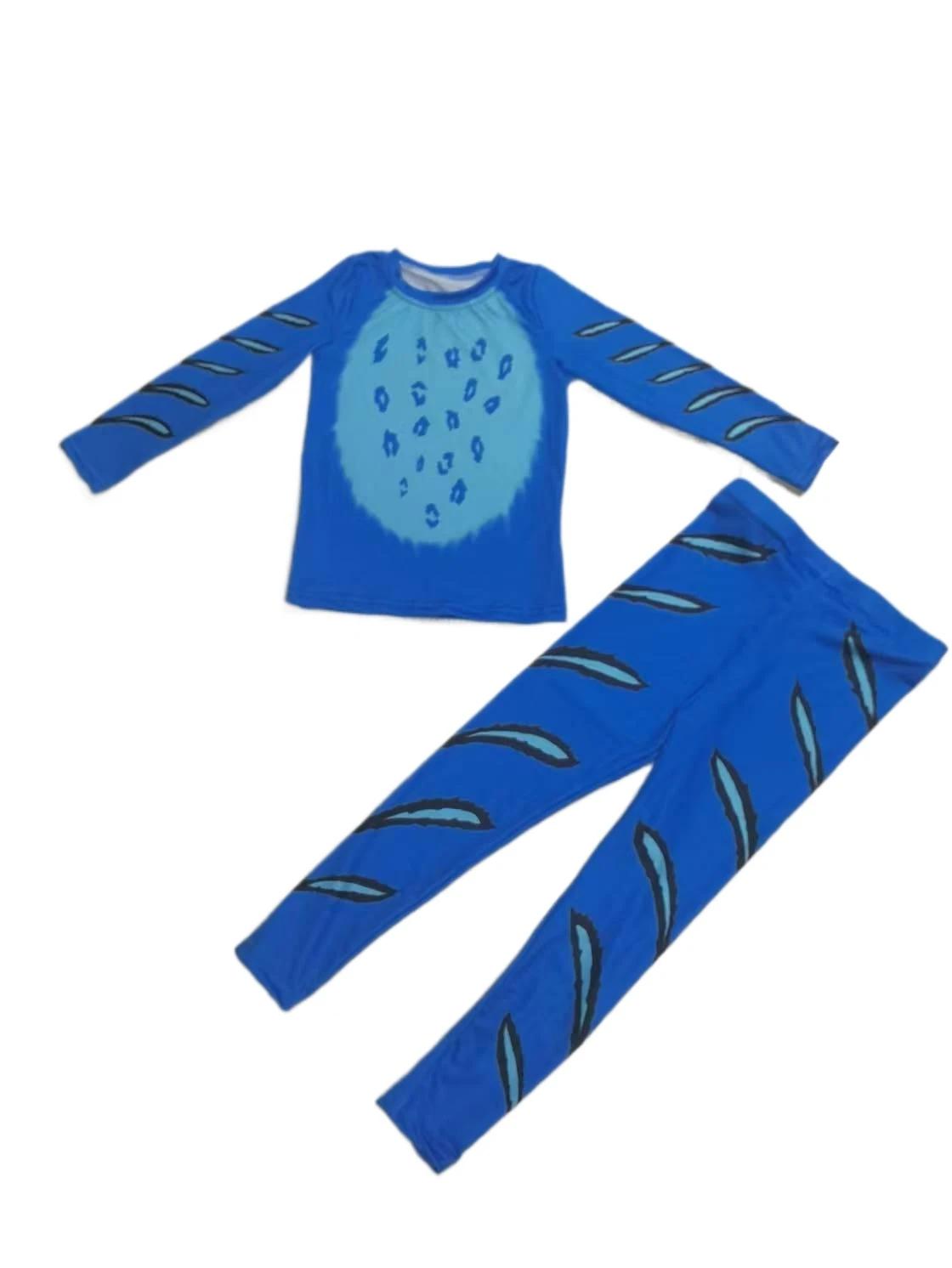 Pyjama Enfant Démon Tigre Derpy Cosplay Anime Garçons Filles Ensemble Haut et Pantalon Imprimé Vêtements Cartoon Halloween Pyjama Enfant Kids 140cm blue