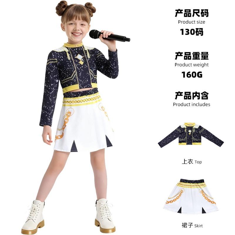 New Girls Demon Hunter Costumes Kids Pop Singer Children s Clothing Set Black Gold Witch Hunter Group 100cm