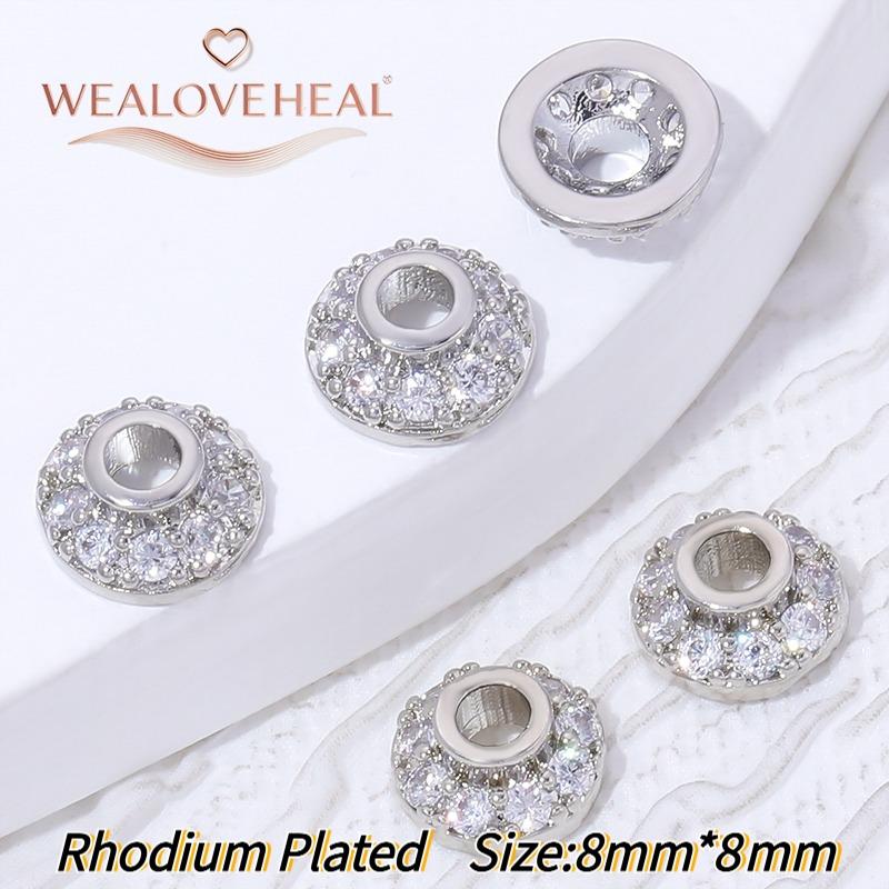 Fasion 18K Gold Plated Brass Round Bead Caps,Inlaid Zircon Bead End Caps For DIY Handmade Bracelet Jewelry Making Accessories 3 pieces