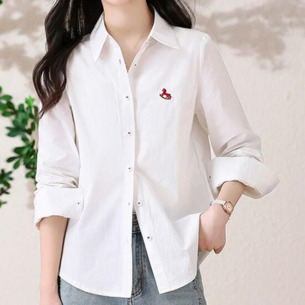 Navava Women S Embroidered Point Daily Long Sleeve Shirt Nb3060