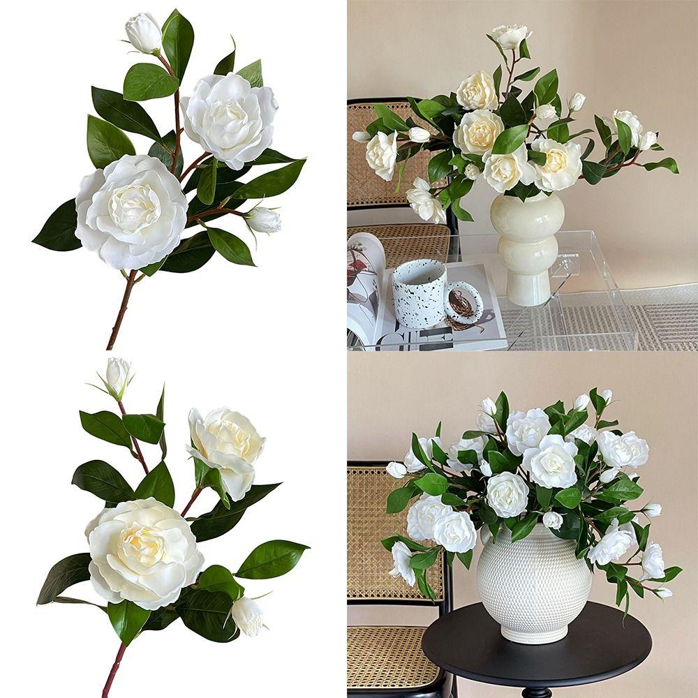

Yellow White Artificial Gardenia Flower Silk Imitation Floral Branch Faux Flowers Home Decoration жовтий