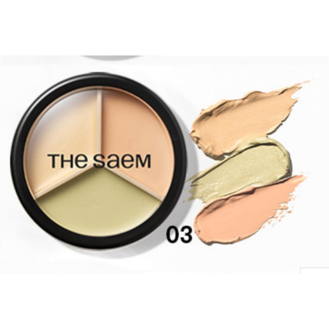 

Консилер-пудра The Saem Cover Perfection Triple Pot (5 вариантов) 03 Cretier Beige