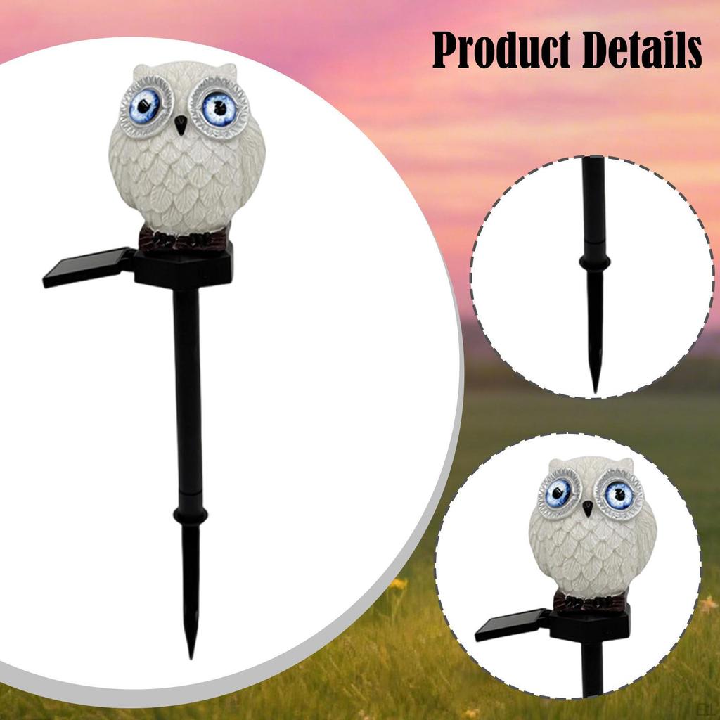 Outdoor Solar Pathway Light Garden Stake Animal Statue Ornament Landscaping Lamp Owl Figurine Warm