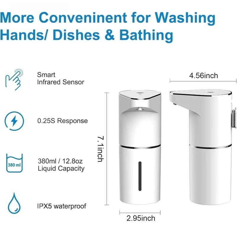 Automatic Foaming Soap Dispenser, 3 Level Adjustable Foam Wall Mount, USB Rechargeable, Touchless Hand & Dish Soap Dispenser