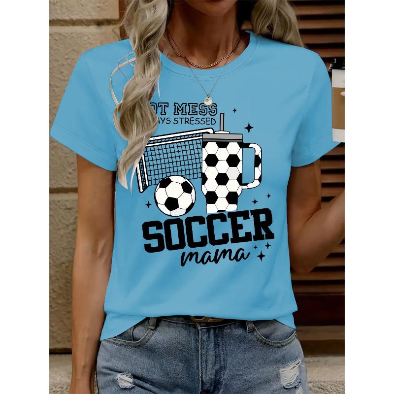 Graphic Print T-shirt, Short Sleeve Crew Neck Casual Top for Summer & Spring, Women's Clothing