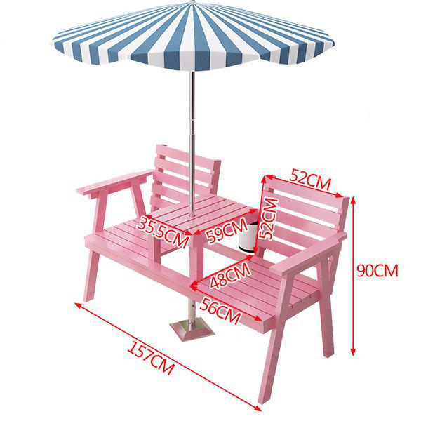 Krzesło ogrodowe zewnętrzne z litego drewna: Podwójna ławka kempingowa, na podwórko lub balkon