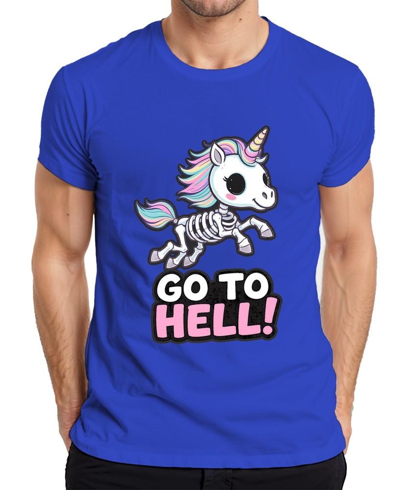Skeleton Unicorn Go To Hell Pastel Rainbow Mane Gothic T-Shirt-