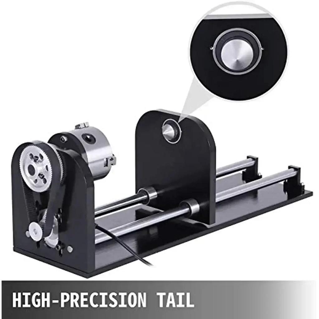 CNC Router Rotary Axis 80mm 3-Jaw Spiral Chuck Router Axis Measuring for CO2 Laser Engraving Cutting Machine Tailstock A-Axis