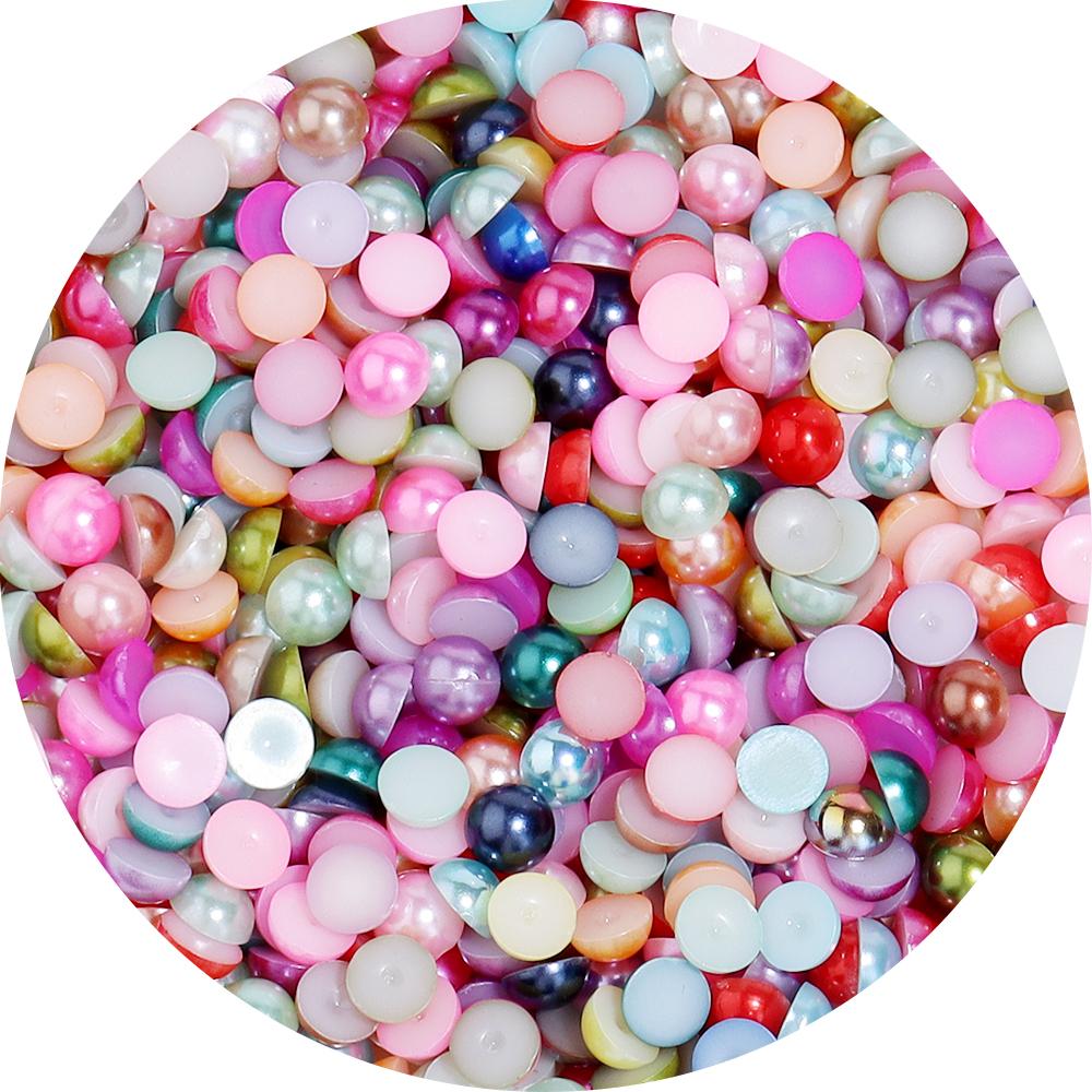 50-500Pcs ABS Imitation Pearls Beads Color Flat Back Cabochon Half Round Loose Bead for Crafts Garment Nail Art Jewelry Findings