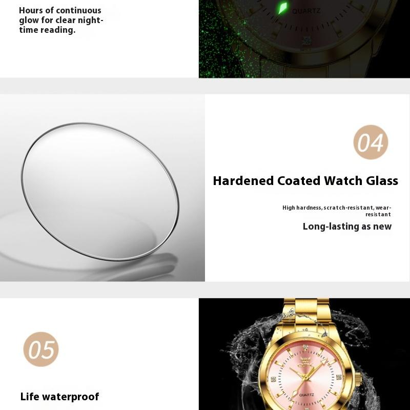 Watch Diamond Waterproof Luminous Simple Steel Belt Quartz Ladies Watch