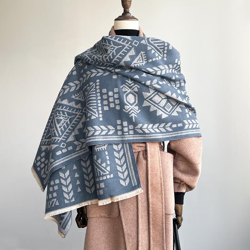 Geometric Abstract Graphic High-End Art Ladies Thermal Scarf Niche Personality Air Conditioning Shawl