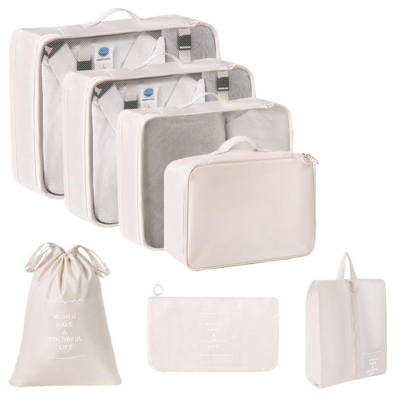 Travel Storage Bag Set - 7-Piece Multi-functional Compartment Bags for Clothes & Cosmetics
