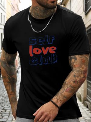 Short Sleeve TShirt Self Love Club Mens 100 Cotton Pattern Printed Shirt Summer Round Neck Breathable Casual Fashion Cool Tee