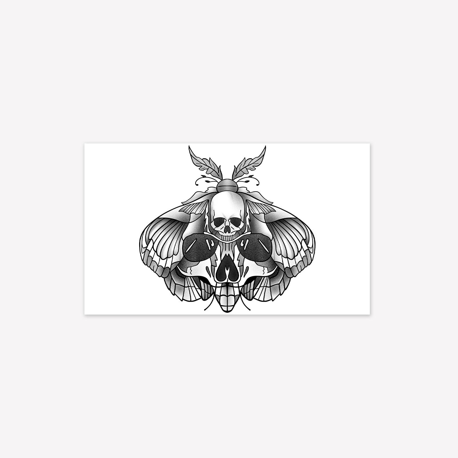 

Death Moth Skull Tattoo Sticker, Gothic Dark Black Grey New Traditional Male And Female Arm Simulation Tattoo 11*18CM