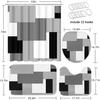 Grey Geometric Shower Curtain Set with Toilet Lid Cover and Non-Slip Rugs for Bathroom, Black White Checkered 4 Pcs Shower Curtain, Modern Abstract