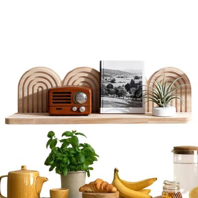 Boho Style Wooden Wall Mounted Storage Rack Display Shelves Bohemian Farmhouse Storage Shelf For Bathroom Bedroom