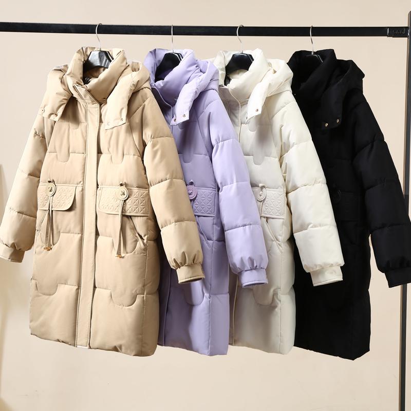 Haină de iarnă la modă pentru femei Parka lungă cu glugă groasă îmbrăcăminte exterioară caldă jachete damă