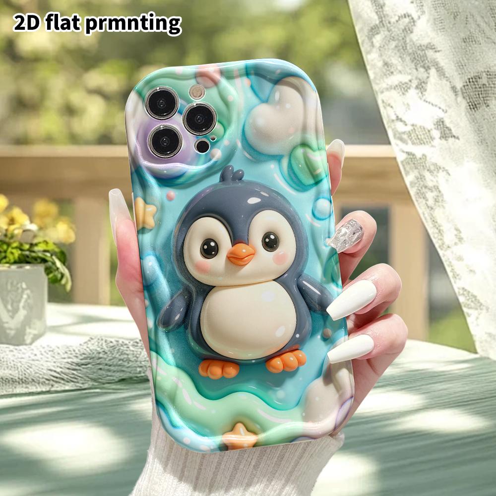 Phone Case: 2D Flat Design Suitable for iPhone 18, 17, 16, 15, 14, 13 Pro Protective Case, Little Penguin, Perfect Holiday Gift for Christmas and Hall