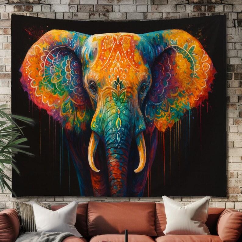 Bohemian Elephant tapestry 75x100 чёрный