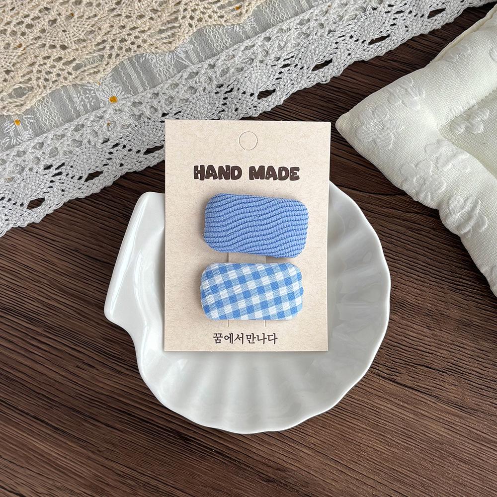 Koreanische karierte Haarspange in Bonbonfarben für Kinder