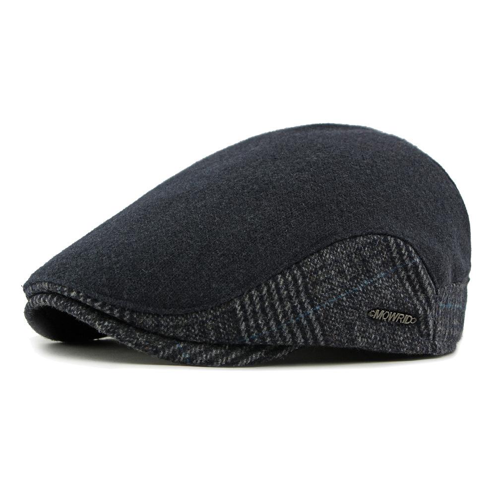 Autumn Winter Fleece Hat Men's Beret British Progressive Hat Retro Cap Woolen Hat