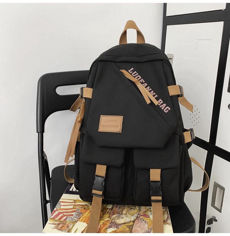 

Женский повседневный минималистичный рюкзак 2025: Корейский стиль Харадзюку, Модный трендовый школьный рюкзак большой вместимости One Size