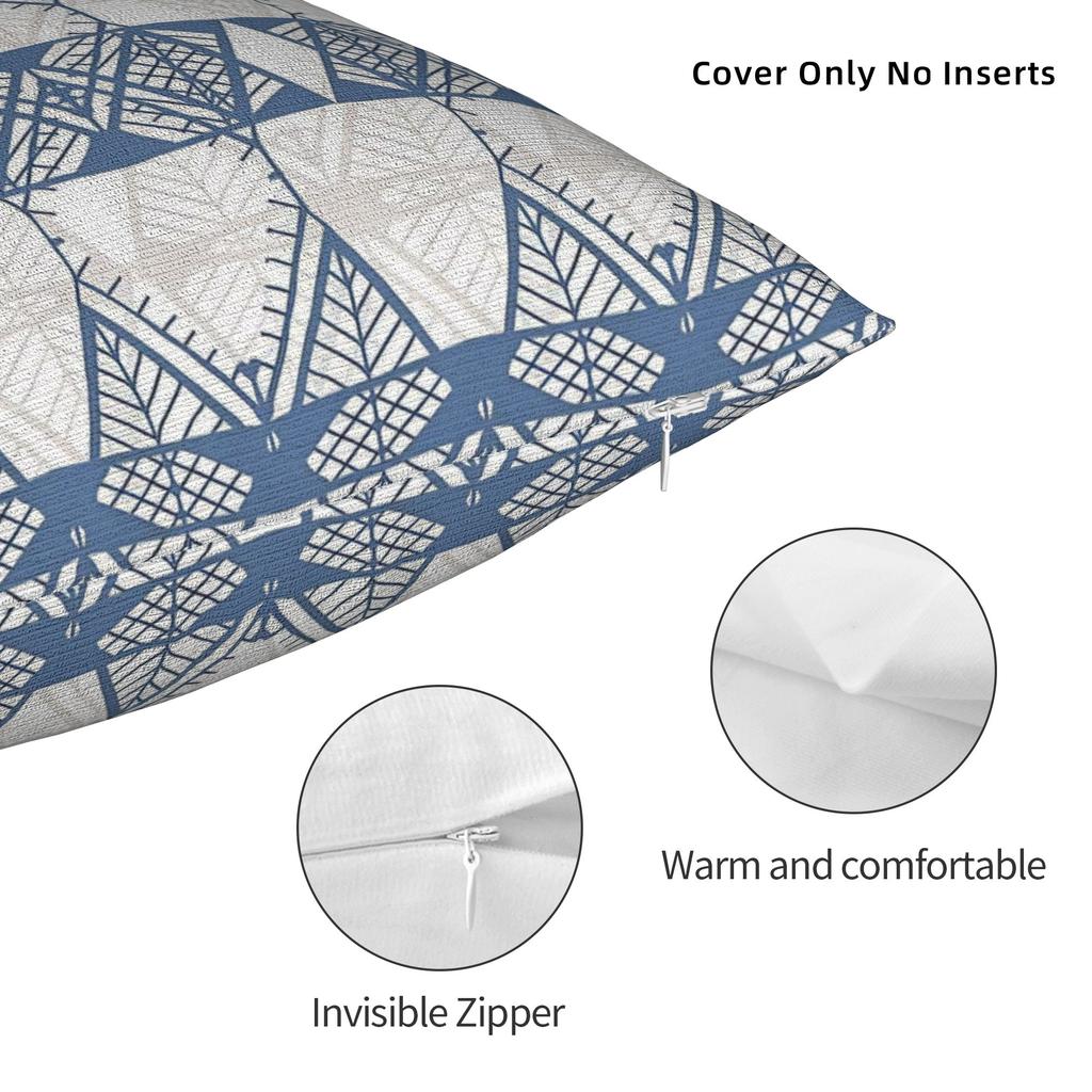 Geometric Shaped Blue Doodles Pillowcase Cushion Cover Geometric Ink Blue Throw Pillow Case Cover Home Zipper 40*40Cm