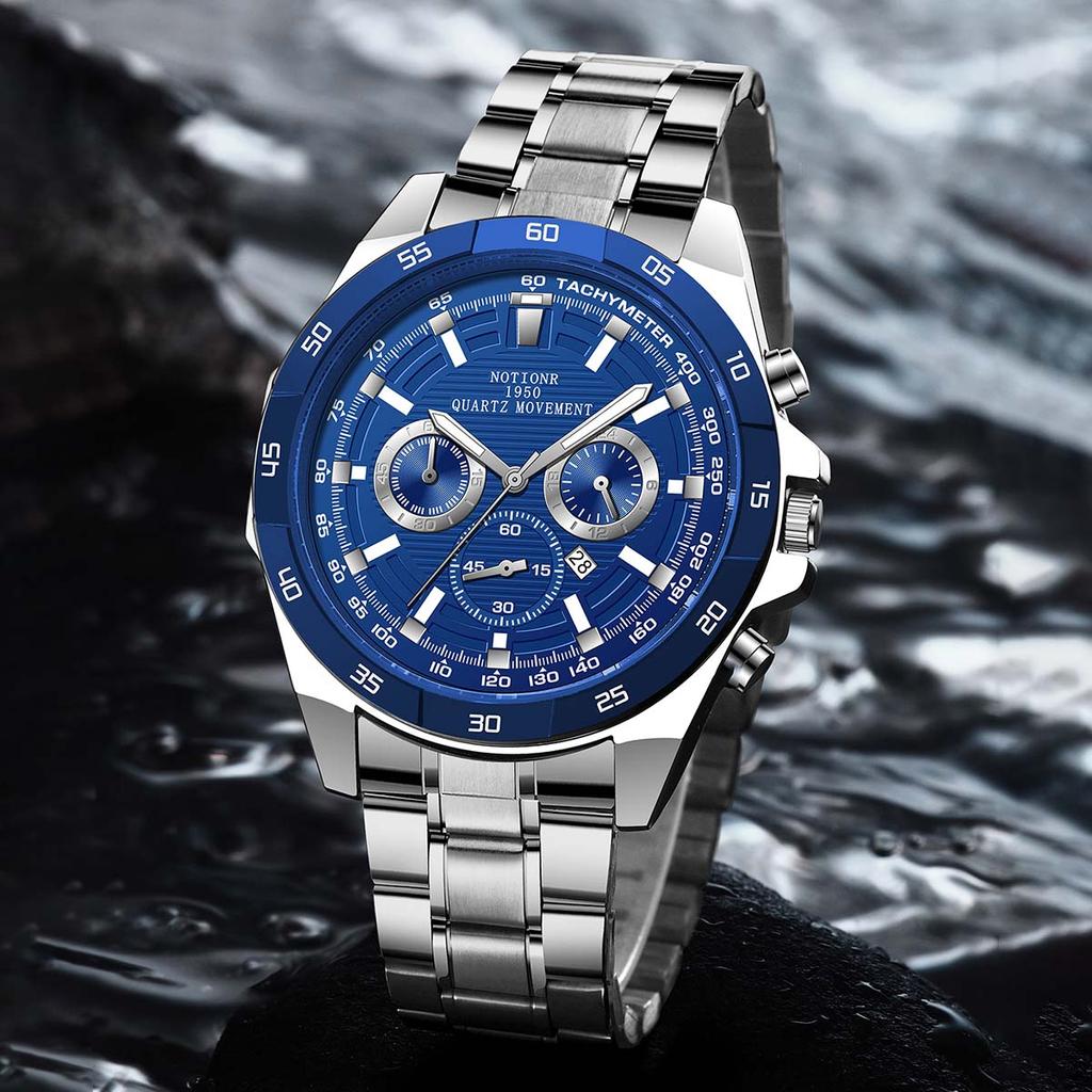 Fashion Business Men's Watch Stainless Steel Watch Men's Quartz Watch Luxury  Casual Watch Calendar Watch