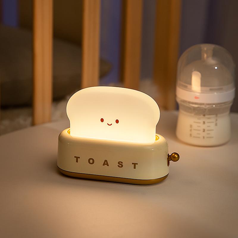 Creative Toast Bedside Lamp: Dimmable Night Light & Sleep Companion