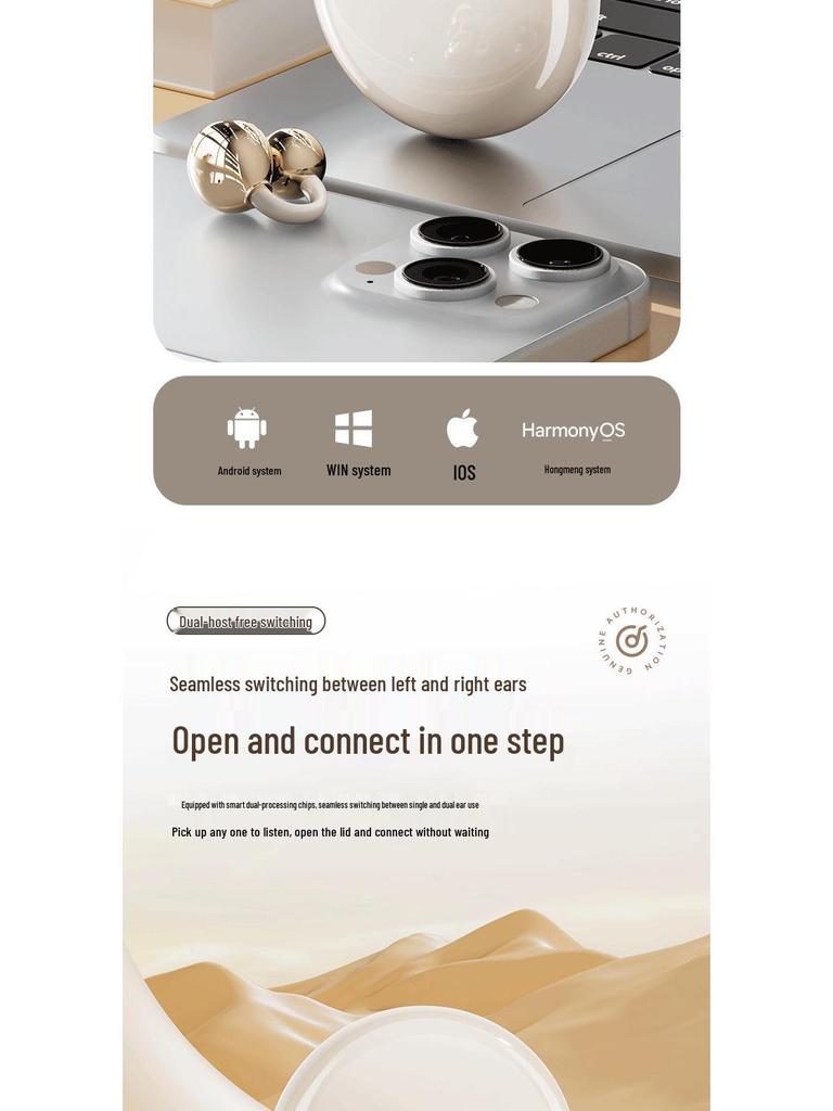 Rovani Bluetooth Ohrclip-Kopfhörer: Trendige Ästhetik, Wolkenkomfort, 5,4 Chip, Kein Ruckeln für Frauen.