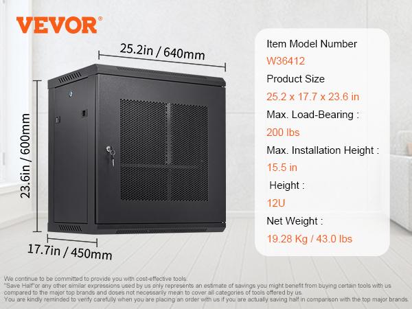 SucceBuy Multifunctional Network Server Cabinet 9U/6U/12U Floor Standing/Wall Mounted Server Enclosure, Microdata Center Office
