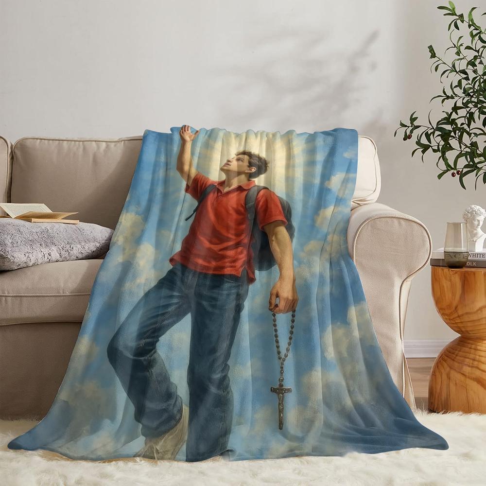 

GUOYU Blanket Ssaint Carlo Acutis Throw Soft Flannel Throw Summer Blanket Lightweight Cozy Nap Blanket for Sofa Bed Travel 75x100cm (30x40inch)