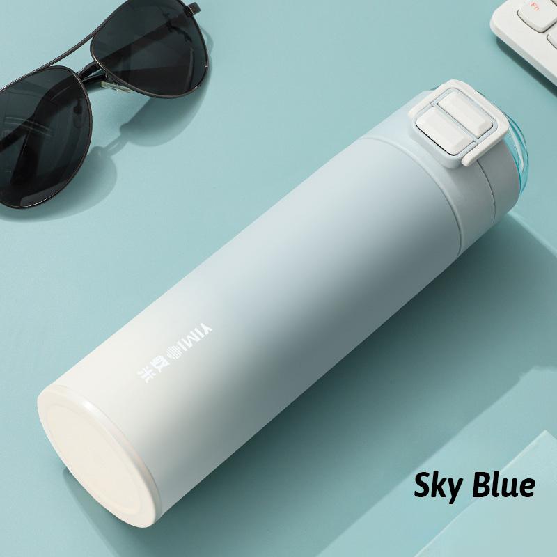 500ml Lightweight Portable Dual Drink OneTouch Insulated Stainless Steel Tumbler Leakproof Thermo Mug Heat Cold Retention Travel
