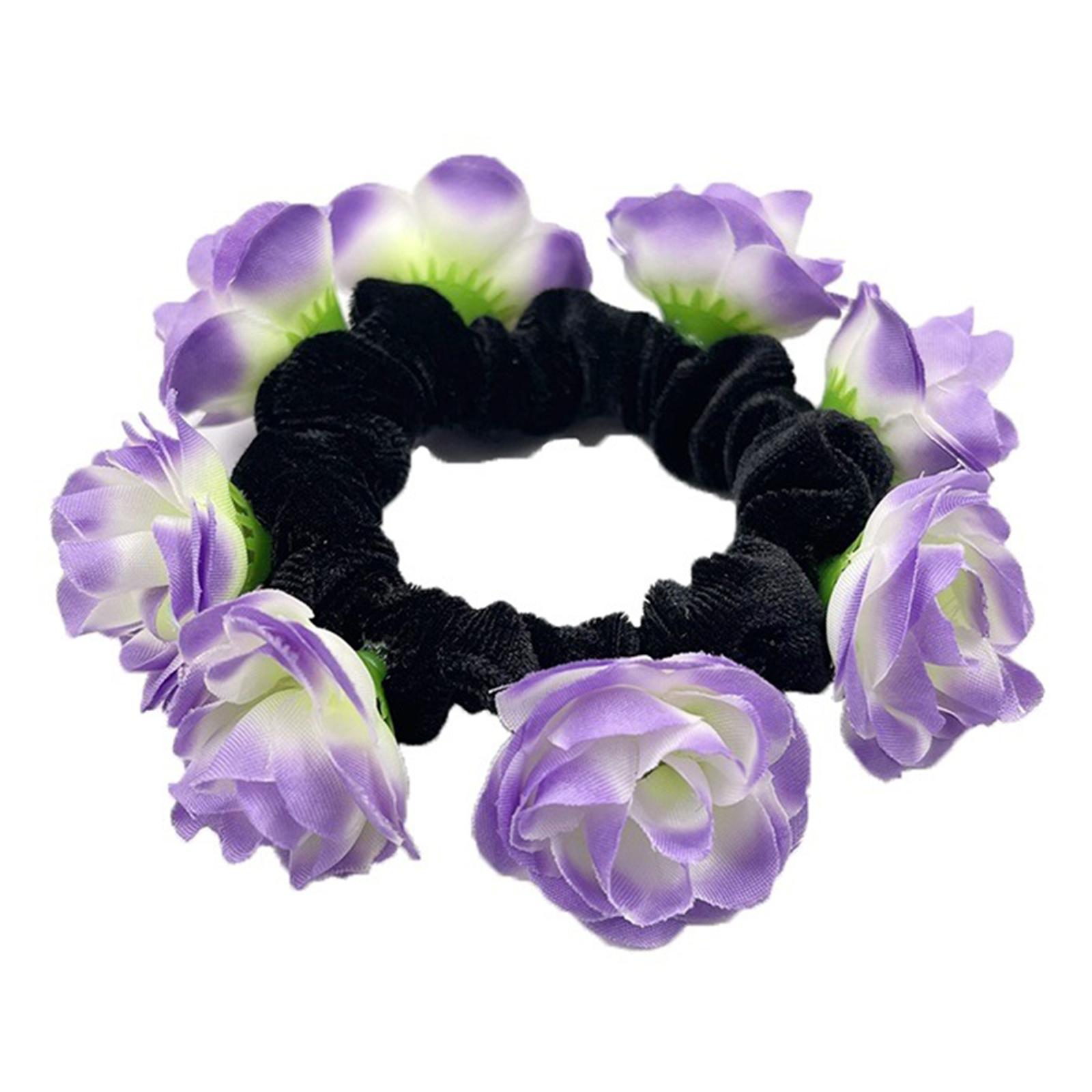 

Большие искусственные цветочные резинки для волос для женщин, эластичные резинки для волос, помпоны, держатель для хвоста, модная повязка для волос во французском стиле 8