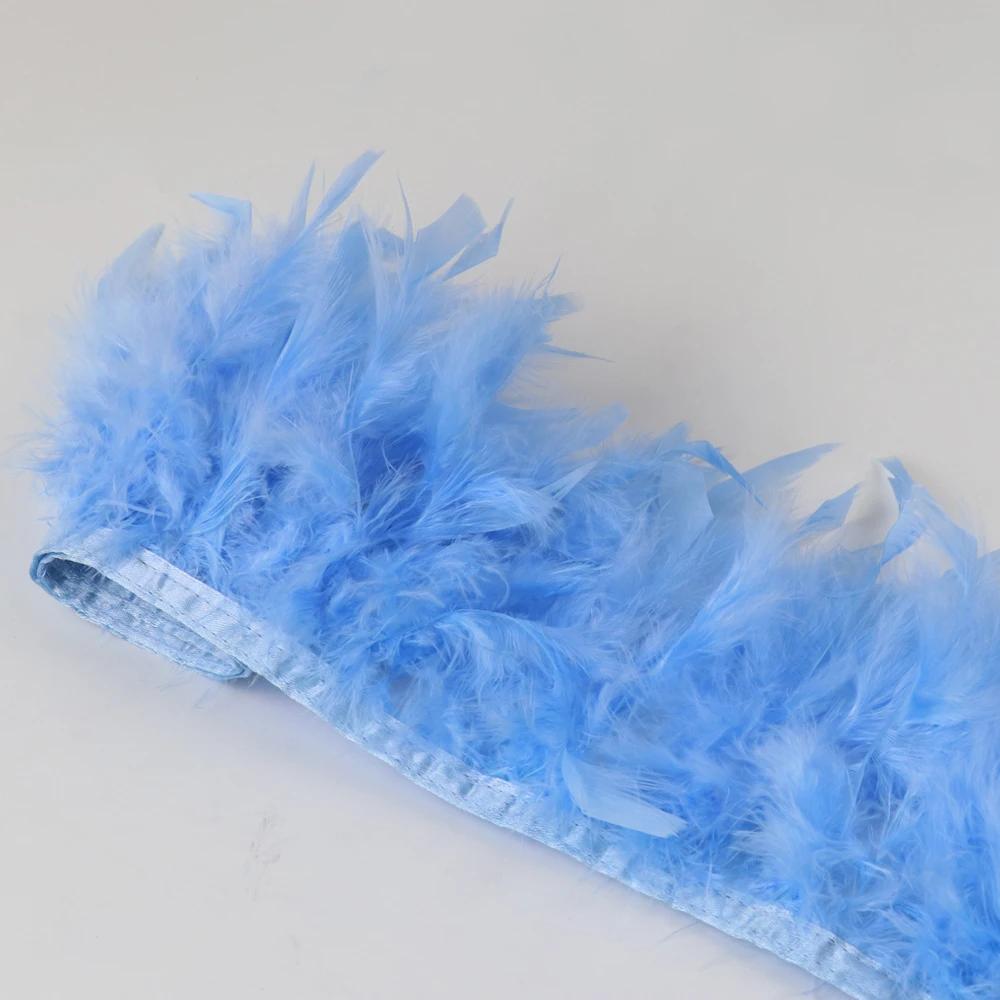 1Meters Natural Turkey Feathers Trim Height 10-15Cm Wedding Clothing Dress Decoration Diy Feather Ribbon Sewing Crafts