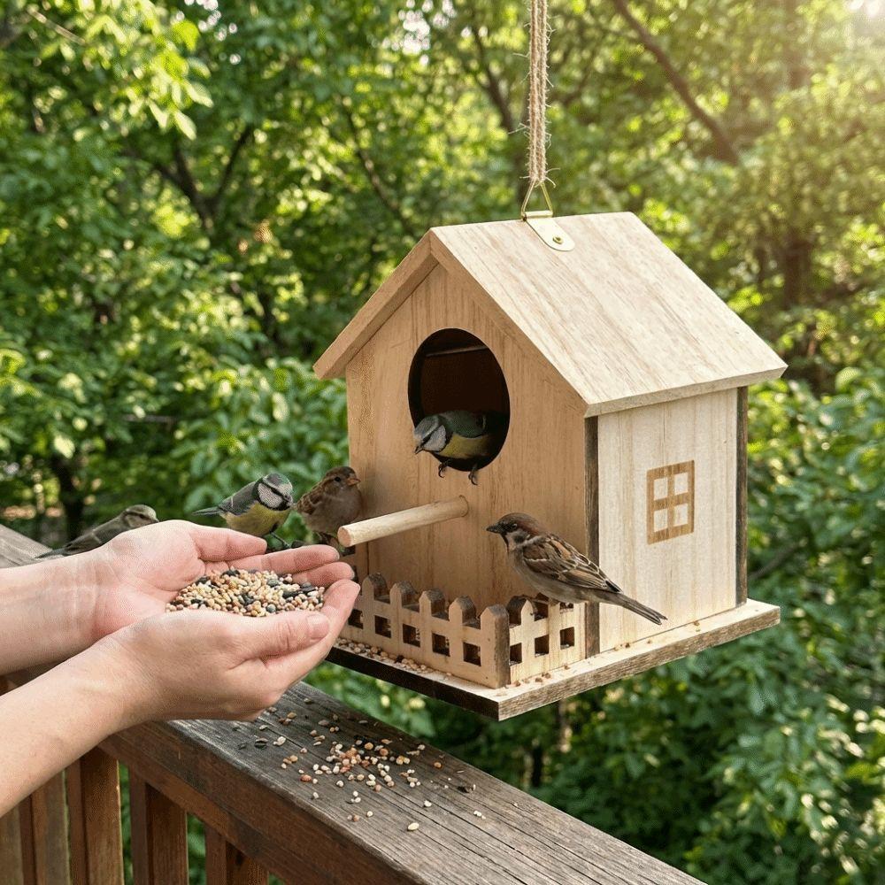 Parrot Mating Box Bird Breeding Box Hanging Bird Feeder House Wood Bird House  Outdoor Use
