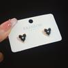 Temperament Black Heart Rhinestone Stud Earrings for Women Crystal Personality Unique Ear Wedding Jewelry