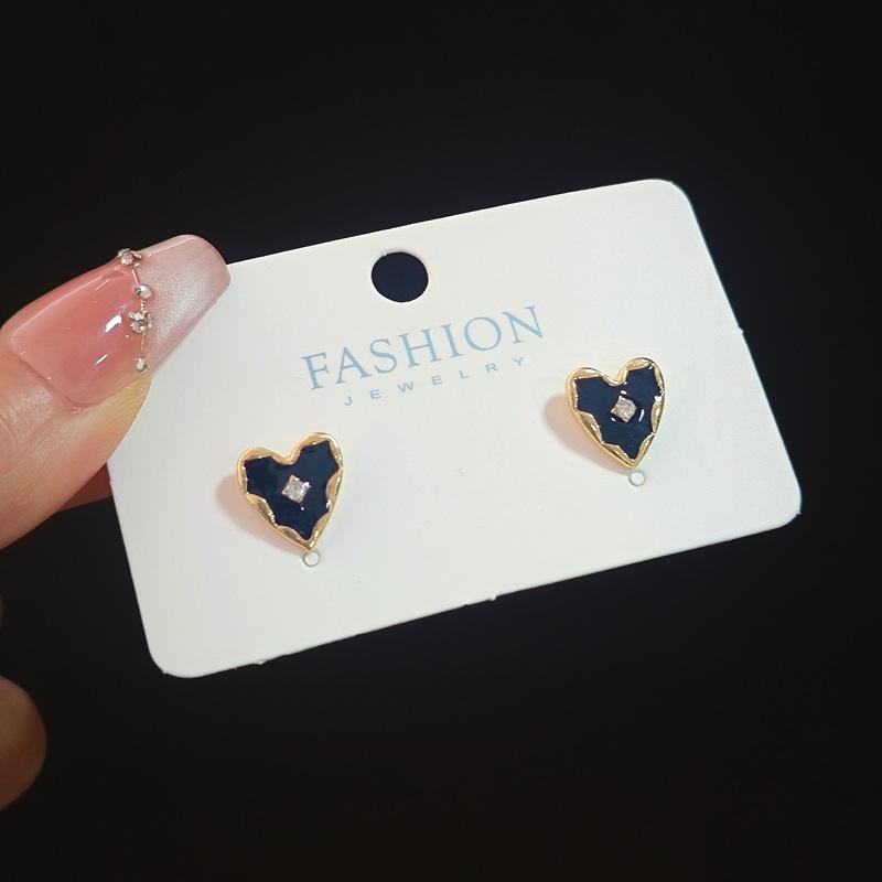 Temperament Black Heart Rhinestone Stud Earrings for Women Crystal Personality Unique Ear Wedding Jewelry