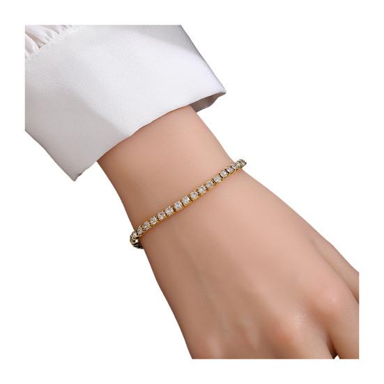 Women Bracelet Multi-row Sparkling Rhinestones Wristband Waterproof Nickel-Free Wristwear Minimalist Design Versatile Bracelet Jewelry Piece