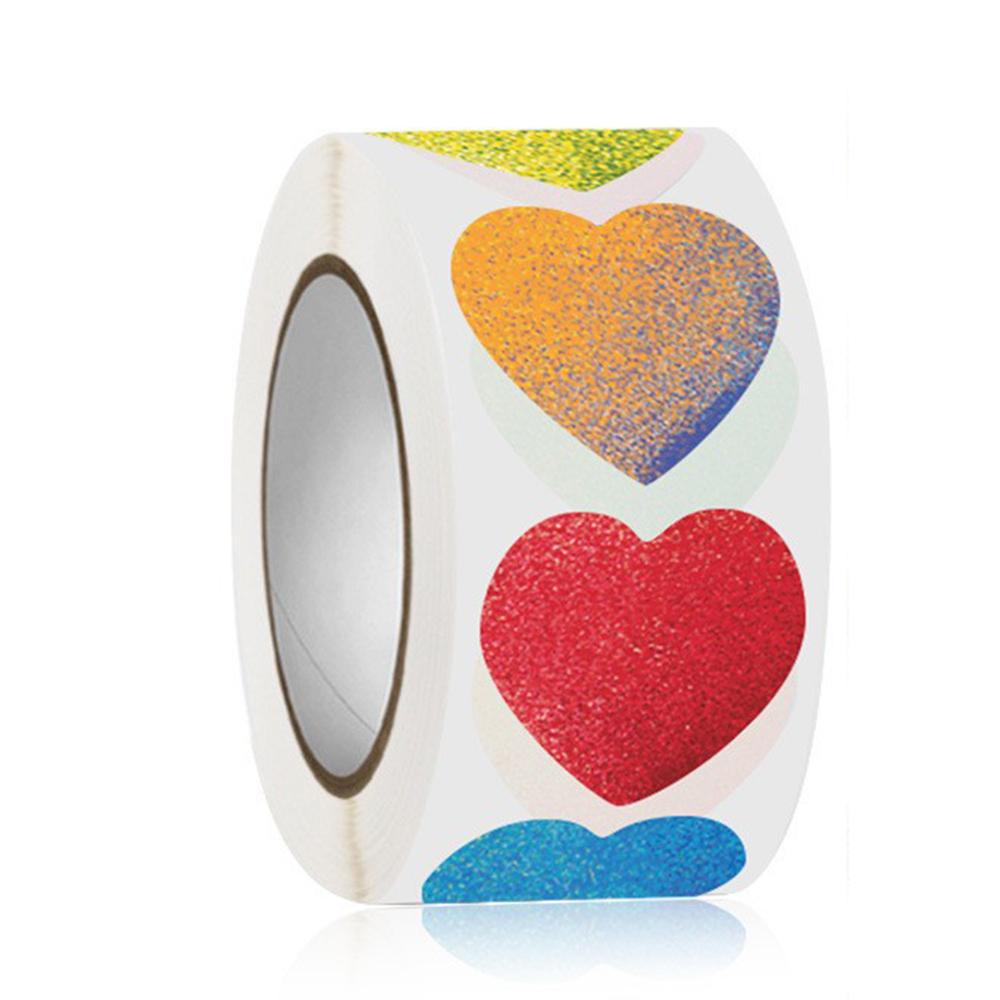 100-500pcs Color Valentine's Day Heart Sticker 1inch Birthday Party Gift Packaging Seal Sticker Baking Label