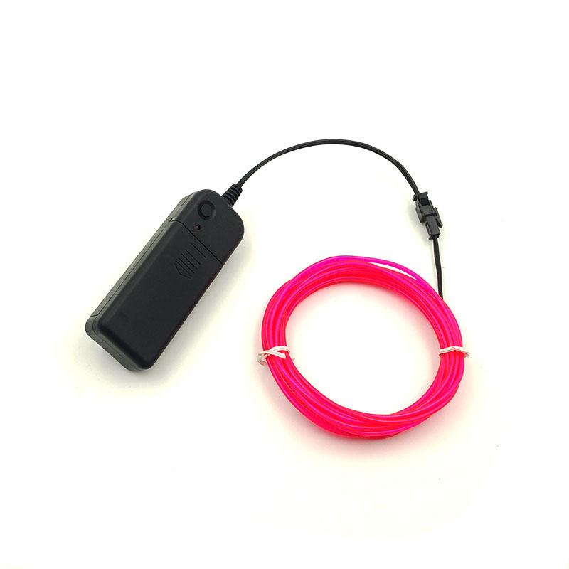 

Led Neon Light Glow El Wire String Strip Rope Tube Decor Car Party Controller Pink Battery Pack,2M