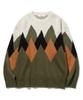 KNITTED Bulky Brush Argyle Knit Khaki
