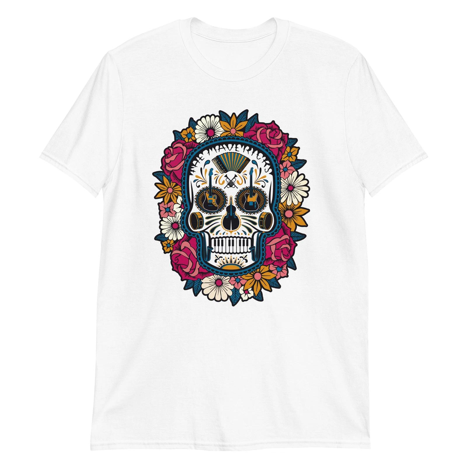 Skull Music Unisex T-Shirt Gothic Biker Skeleton Guitar Rock Grunge Retro Metal S