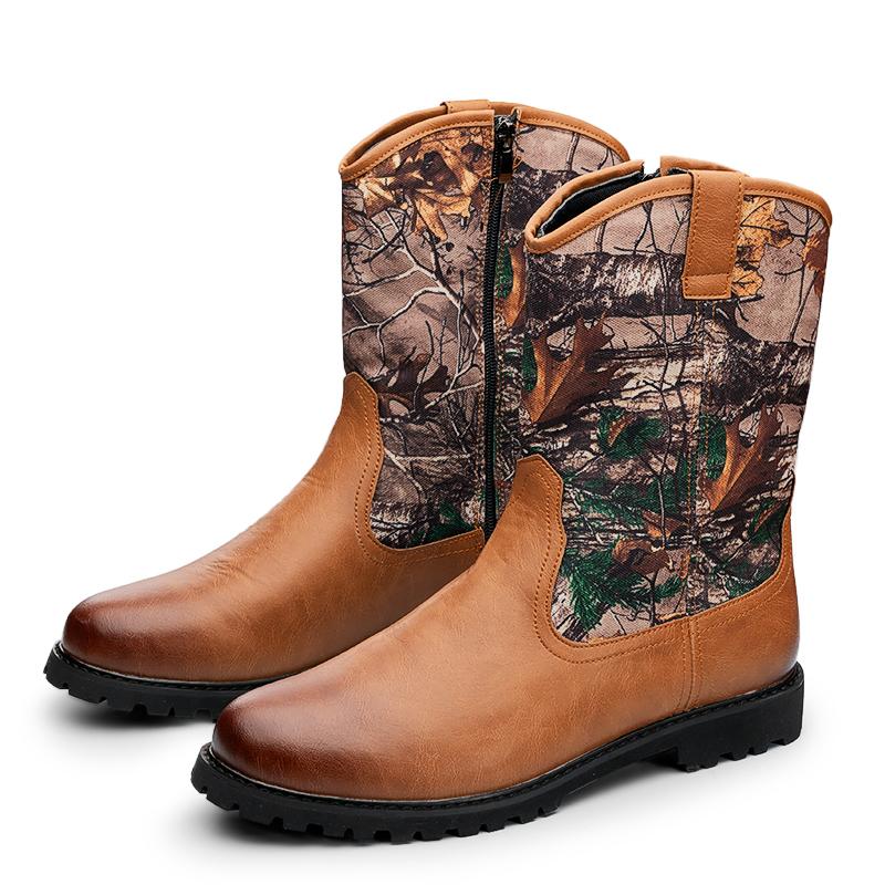 Fashion Men's casual cowboy boots Fashion designer style Daily office trend party Outdoor motorcycle Adult classic Black Brown shoes