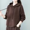 Autumn Winter Loose Casual Solid Color Hooded Sweatshirt Women Simple All-match Hoodies Pullovers Top