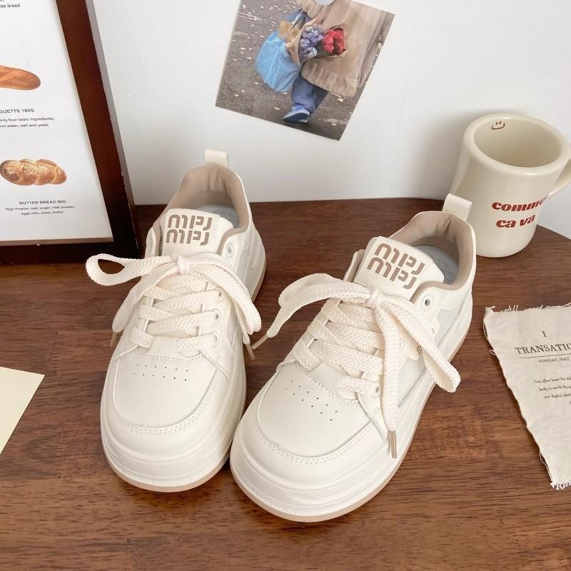 

Молочно-белые через сетку маленькие белые туфли женские на платформе весна и осень новые нишевые туфли с круглым носком универсальные туфли для доски 40